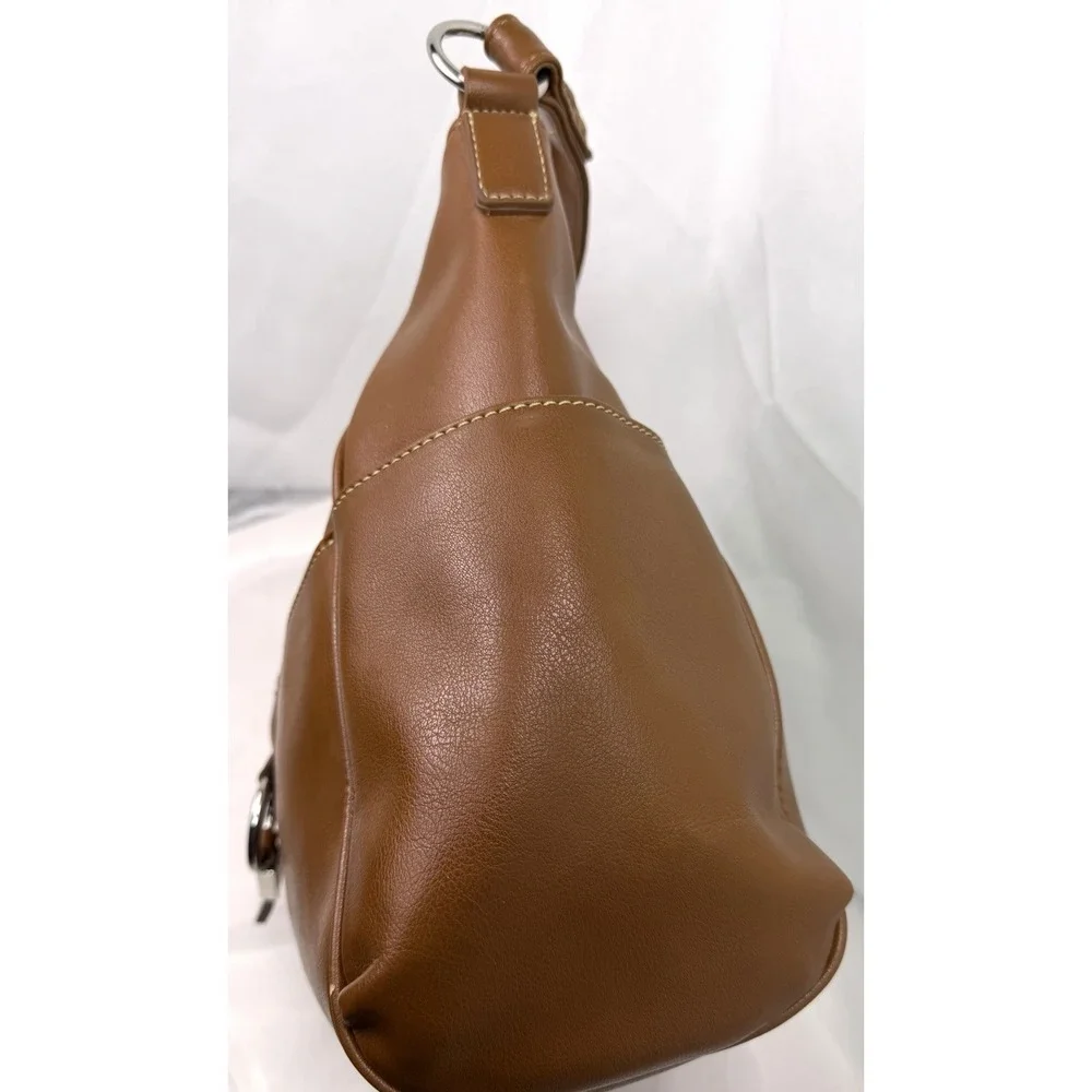Koltov Brown Faux Leather Hobo Shoulder Bag Large Purse Multi Pocket Zip Top‎